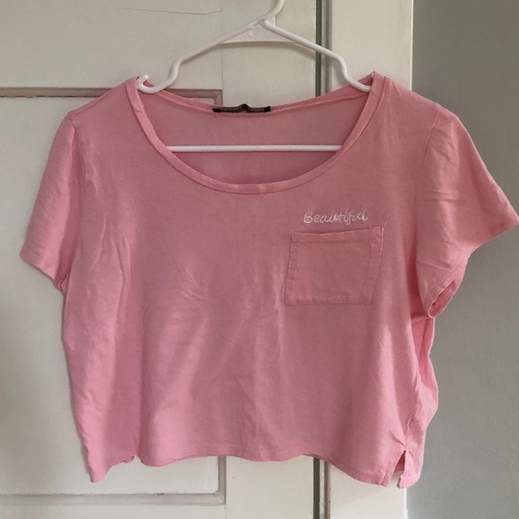 Tops - Pink Crop Top with Embroidery